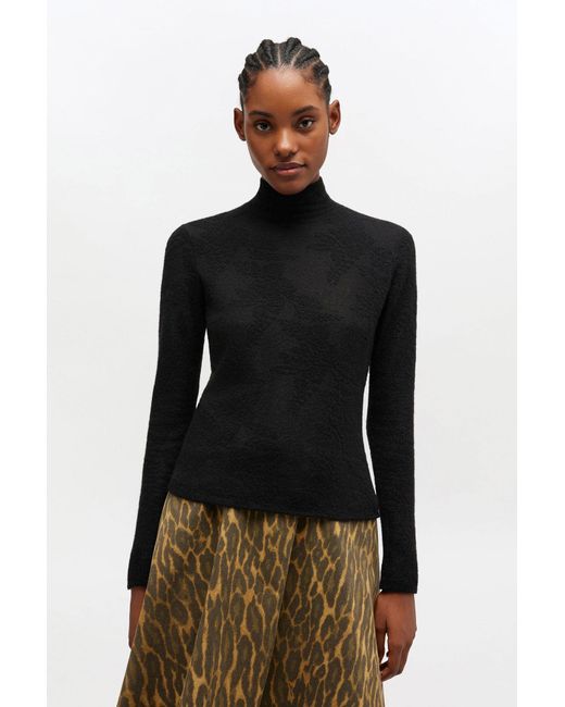 Ganni Black Sheer Turtleneck