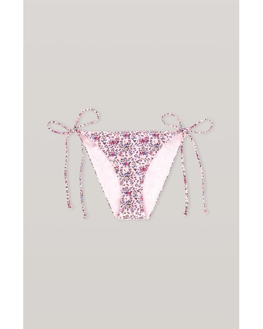 Ganni Synthetic Recycled Matte String Bikini Bottom Pink Nectar Size 44 - Lyst