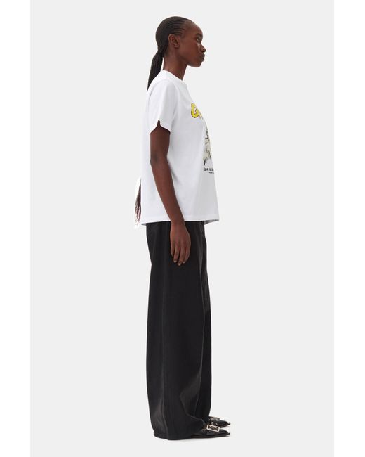 Ganni White Relaxed Bunny T-Shirt