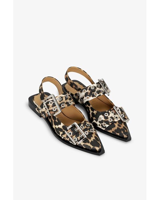 Ganni White Feminine Buckle Ballerinas