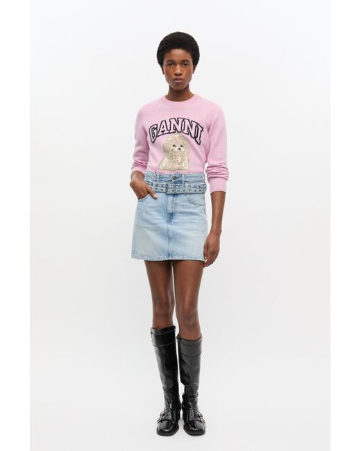 Ganni Pink Hellblauer Minirock