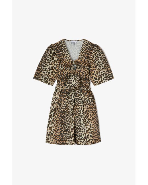 Ganni Multicolor Leopard Cotton Mini Dress