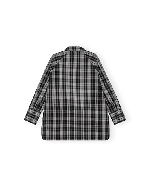 Ganni Black Checkered Cotton Oversized Raglan Shirt