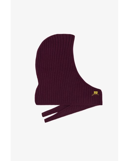 Ganni Purple Wool Mix Balaclava