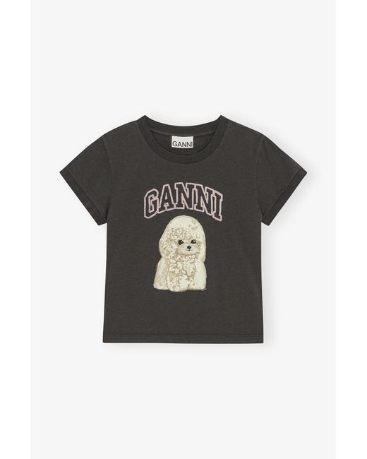 Ganni White Poodle Graphic Cropped T-Shirt