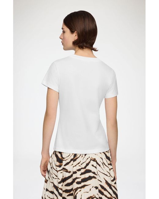 Ganni White Baby Fit T-Shirt With Tiger