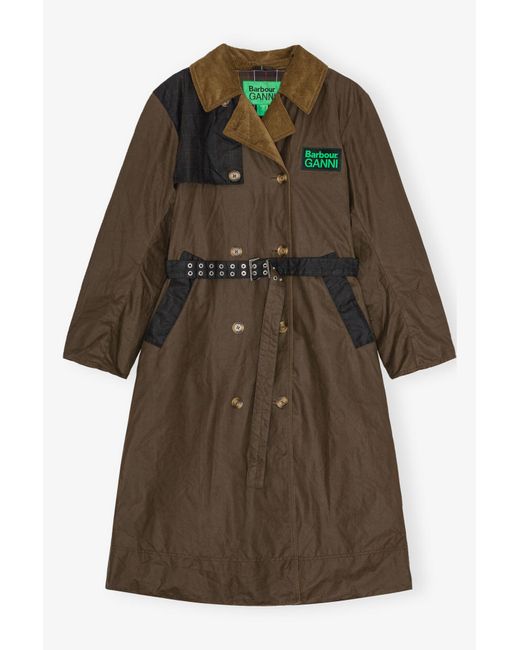 Ganni Green X Barbour Waxed Trench Coat