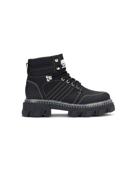 ganni cleated lace up hiking boot