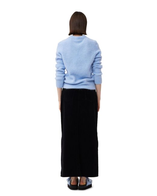 Ganni Blue Washed Corduroy Long Skirt