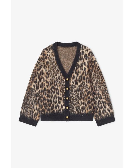 Ganni Multicolor Leopard V-Neck Cardigan