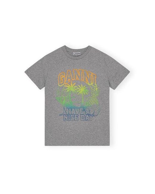 Ganni Gray Grey Basic Jersey Holiday Relaxed T-shirt