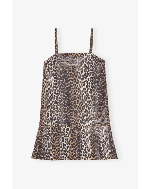Ganni Natural Leopard Foil Dress