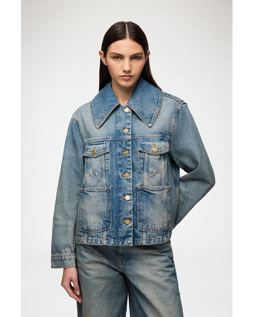 Ganni Blue Rigid Denim Jacket