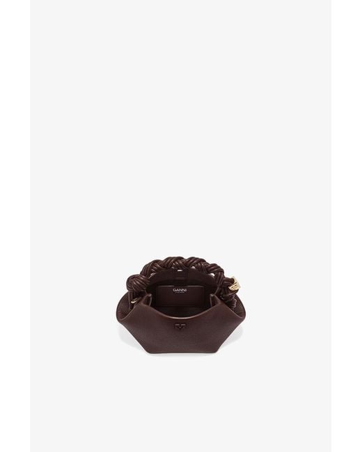 Ganni Brown Grained Mini Bou Bag
