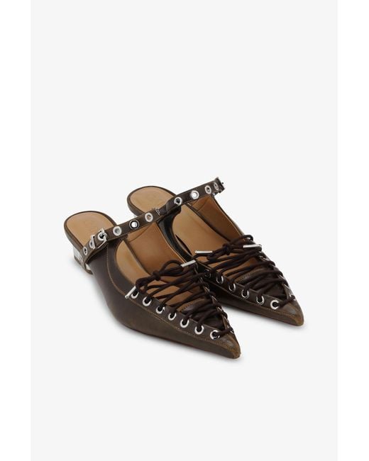 Ganni White Lace-Up Mules