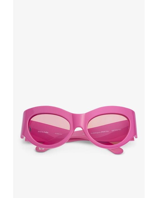 Ganni Pink X Ace & Tate Trixie Sunglasses
