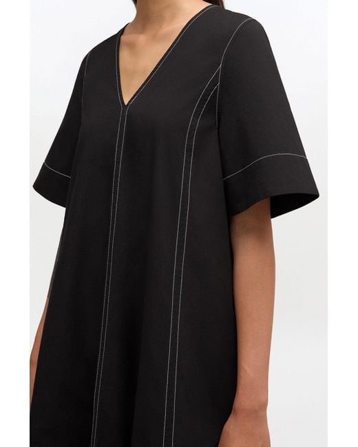 Ganni Black Cotton A-Line Dress