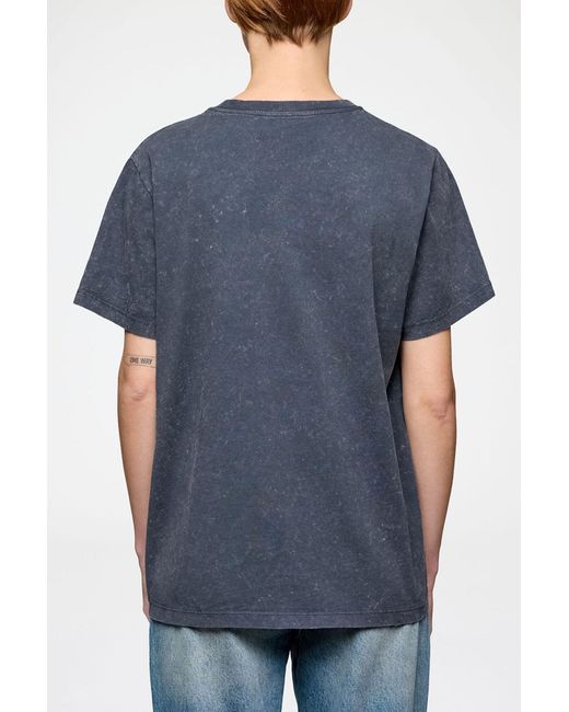 Ganni Blue T-Shirt With Rose
