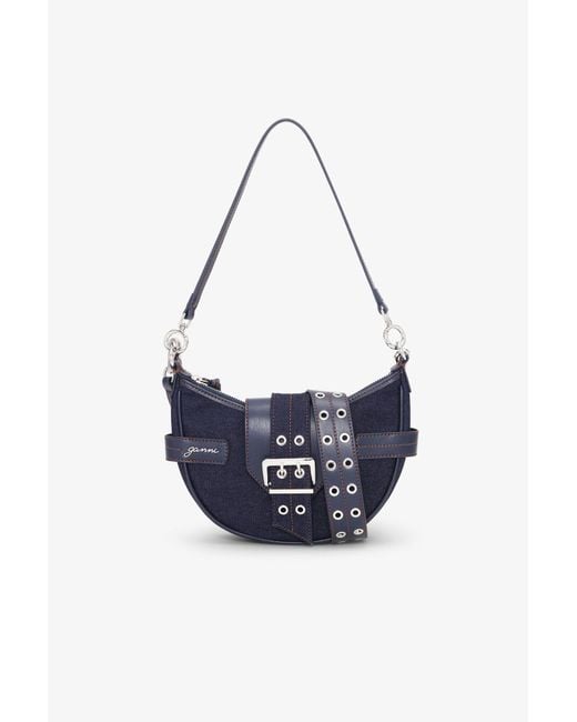 Ganni Blue Dark Denim Small Bucky Crossbody Bag