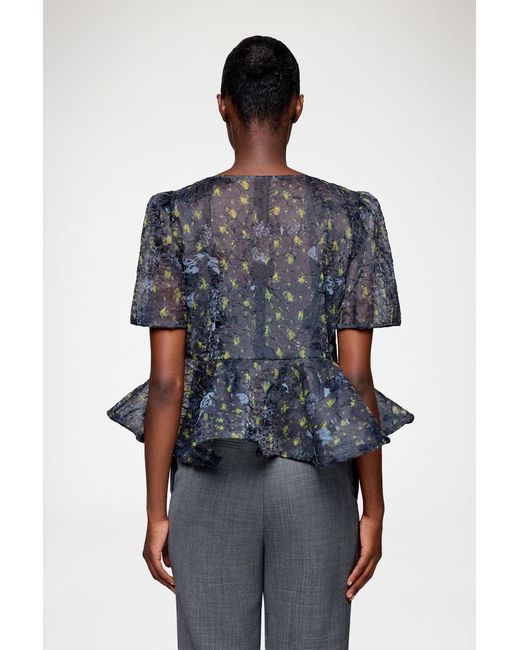 Ganni Blue Peplum Blouse