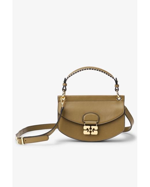 Ganni White Mini Top Handle Apo-G Bag