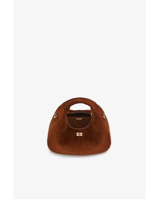 Ganni Brown Mini Hobo Bag