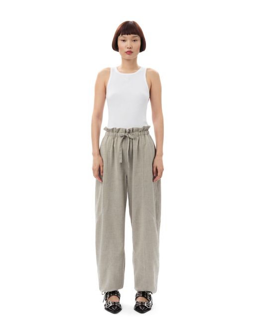 Ganni Multicolor Grey Light Melange Suiting Elasticated Waist Pants