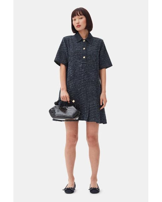 Ganni Dark Blue Fluffy Denim Mini Dress