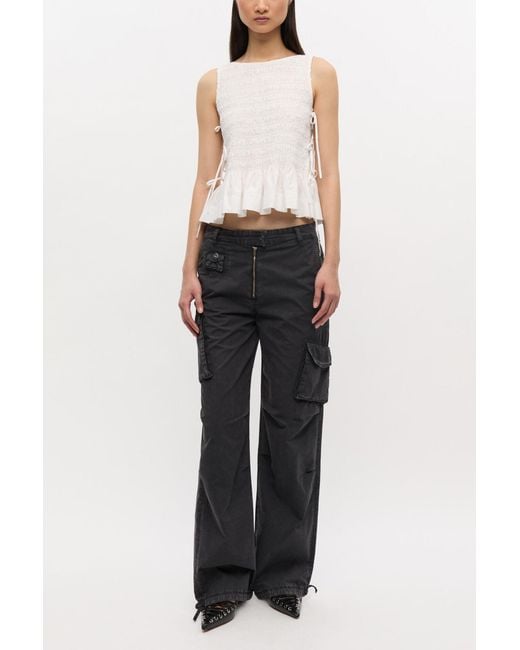 Ganni White Washed Twill Trousers Organic Cotton