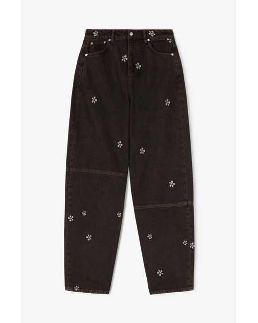Ganni Black Stary Daisy Duck Jeans