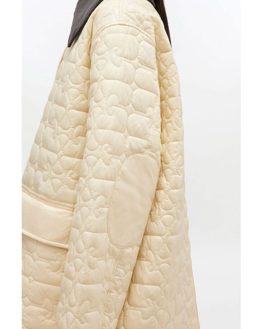 Ganni Natural Shiny Quilt Midi Jacket
