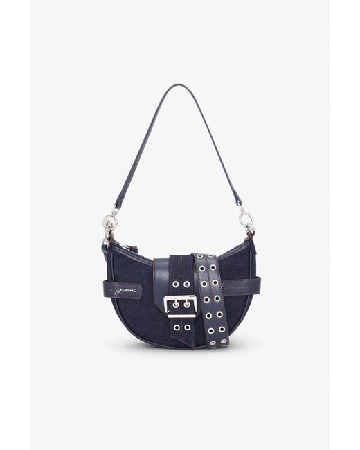 Ganni Blue Dark Denim Small Bucky Crossbody Bag