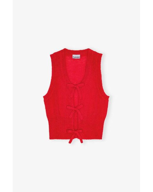 Ganni Red Tie String Vest