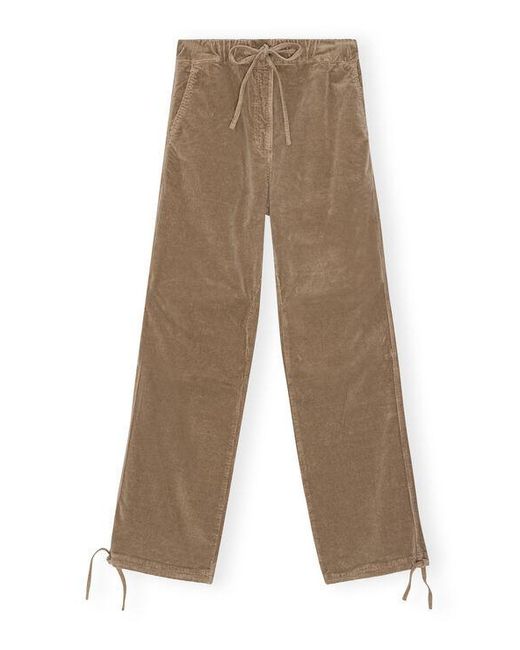 Ganni Brown Washed Corduroy Drawstring Trousers