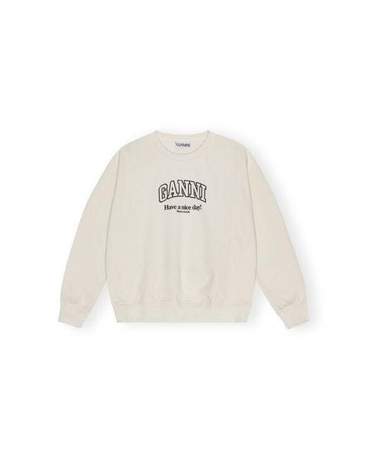 Ganni White Grey Isoli Oversized Sweatshirt