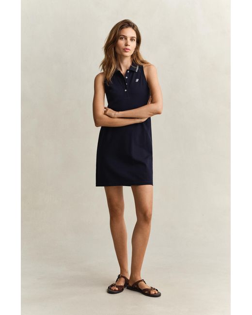 Gant Blue Sleeveless Piqué Polo Dress Evening