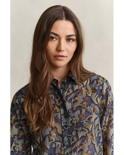 Gant Blue Printed Cotton Silk Shirt Evening
