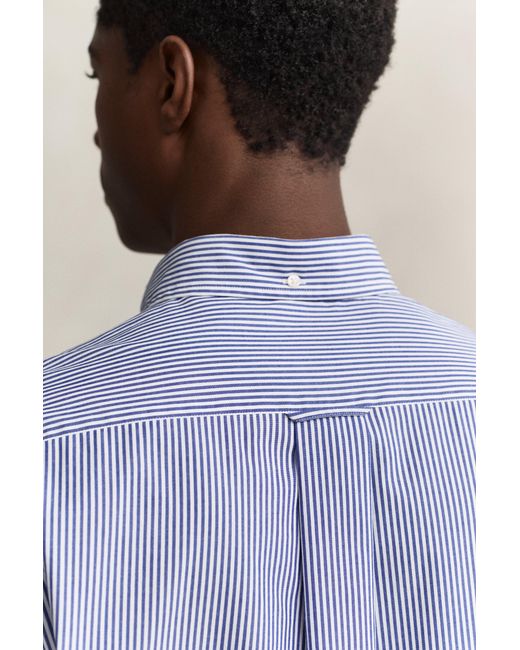 Gant Blue Classic Regular Striped Poplin Shirt College for men