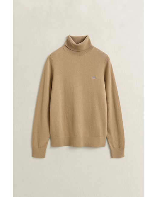 Gant Brown Wool Cotton Turtleneck Sweater Warm