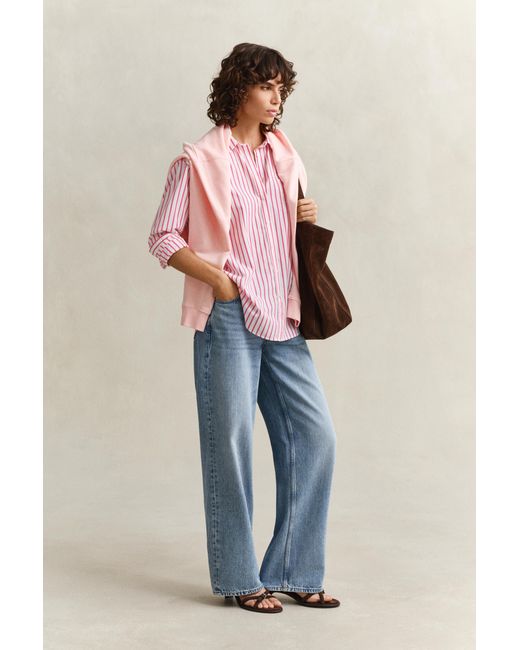 Gant Pink Relaxed Fit Striped Classic Poplin Shirt