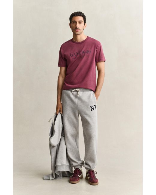 Gant Gray Graphic Sweatpants Melange for men