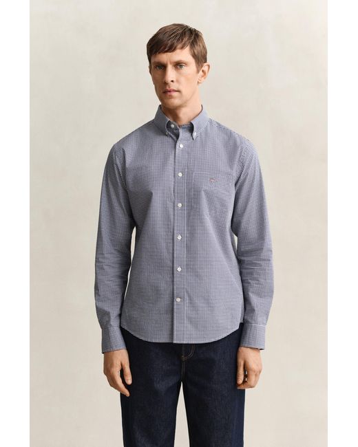 Gant Blue Gingham Classic Poplin Shirt Persian for men