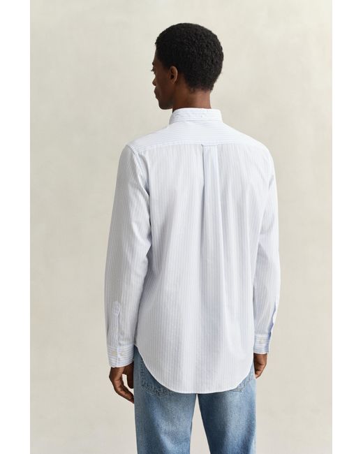 Gant White Striped Classic Poplin Shirt for men