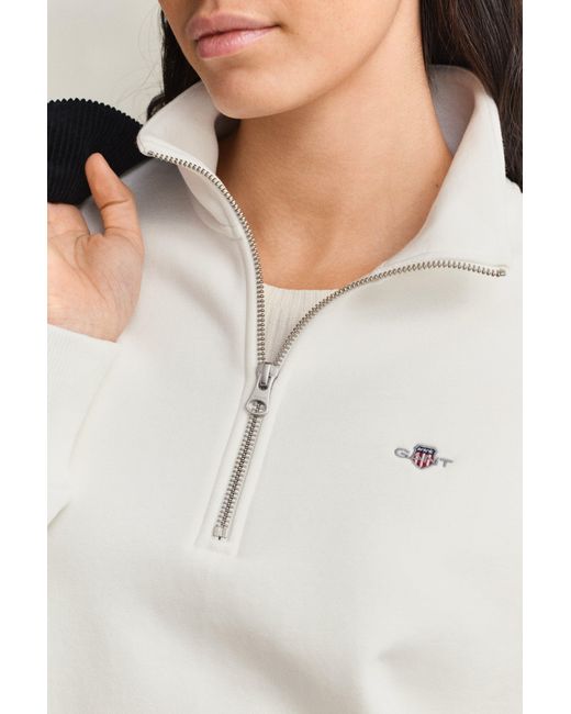Gant White Shield Half Zip Sweatshirt