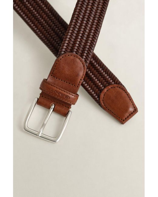 Gant Brown Braided Elastic Leather Belt for men