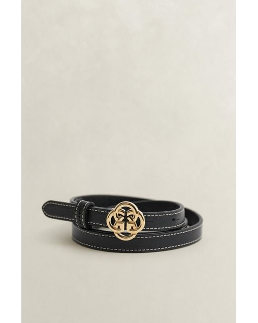 Gant Black Monogram Buckle Leather Belt