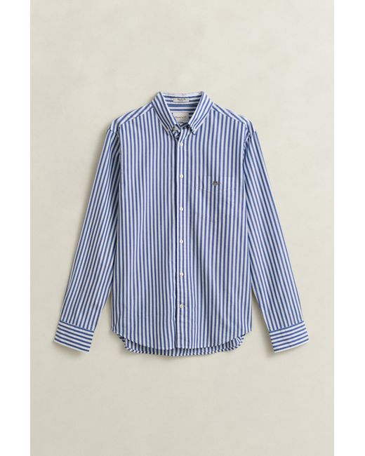 Gant Blue Striped Classic Poplin Shirt College for men
