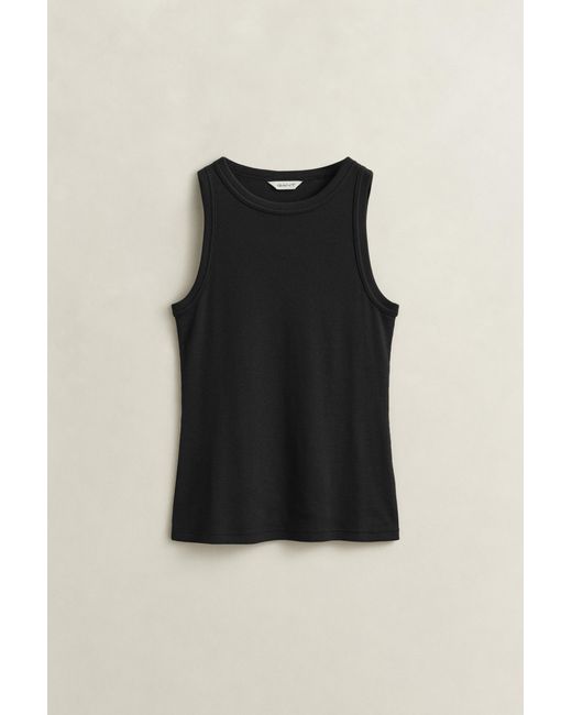 Gant Black Ribbed Tank Top