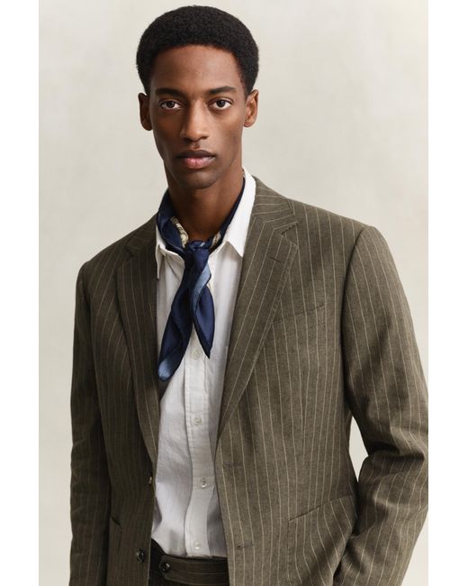 Gant Brown Pinstriped Suit Jacket Rich for men