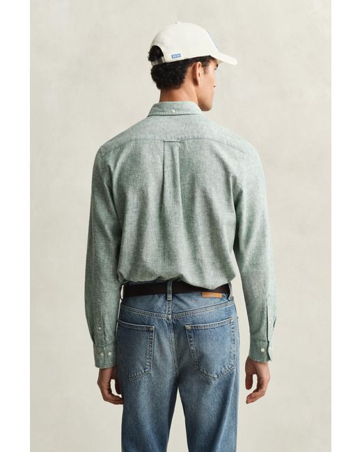 Gant Green Linen Blend Shirt Woody for men